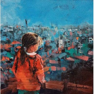 Shan Amrohvi, 12 x 12 inch, Acrylic on Canvas, Cityscape Painting, AC-SA-196